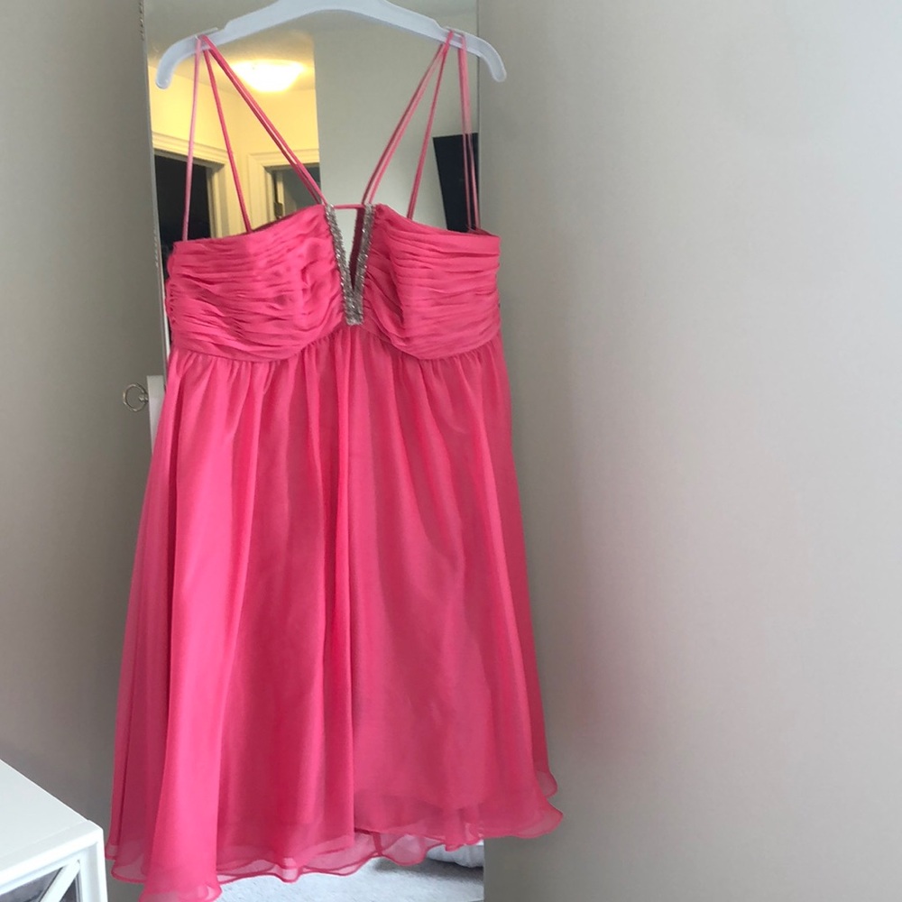 JS Collections STUNNING Hot Barbie Pink Ruched Mini Sundress